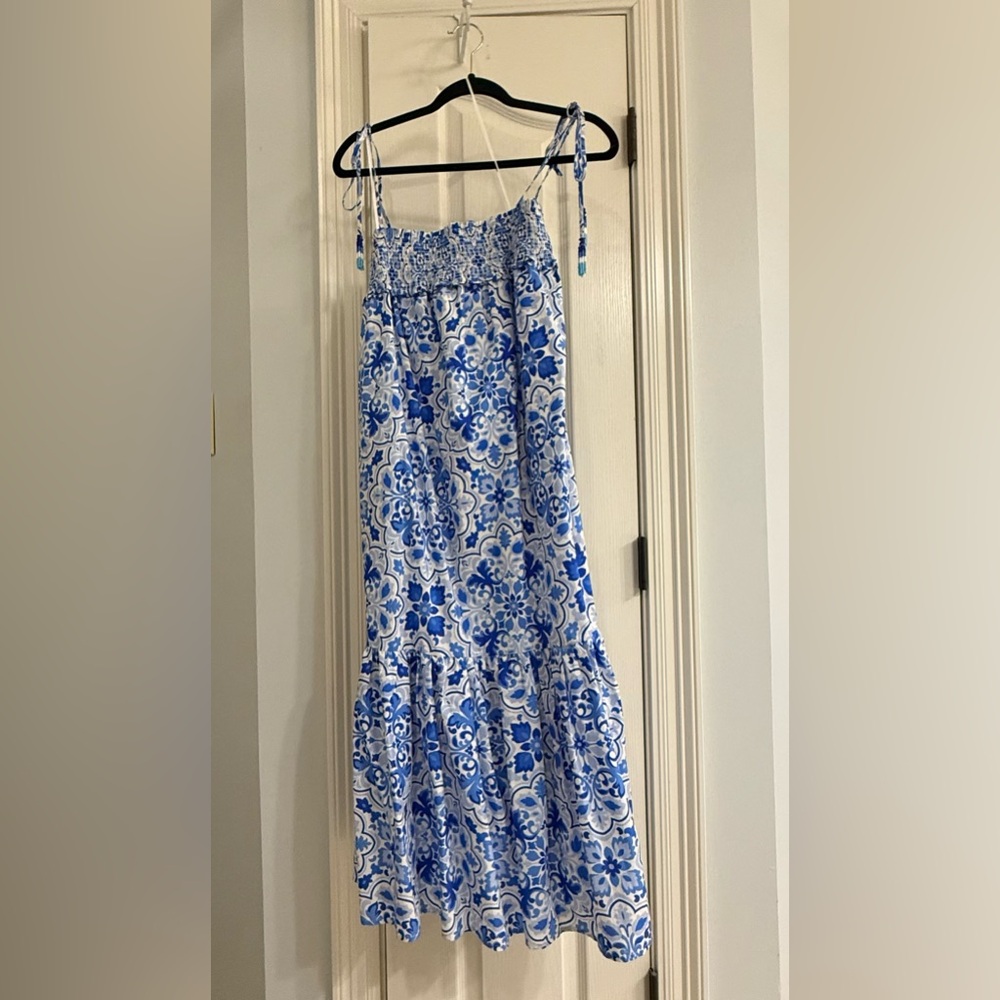 Karlie Blue and White Floral Maxi Dress